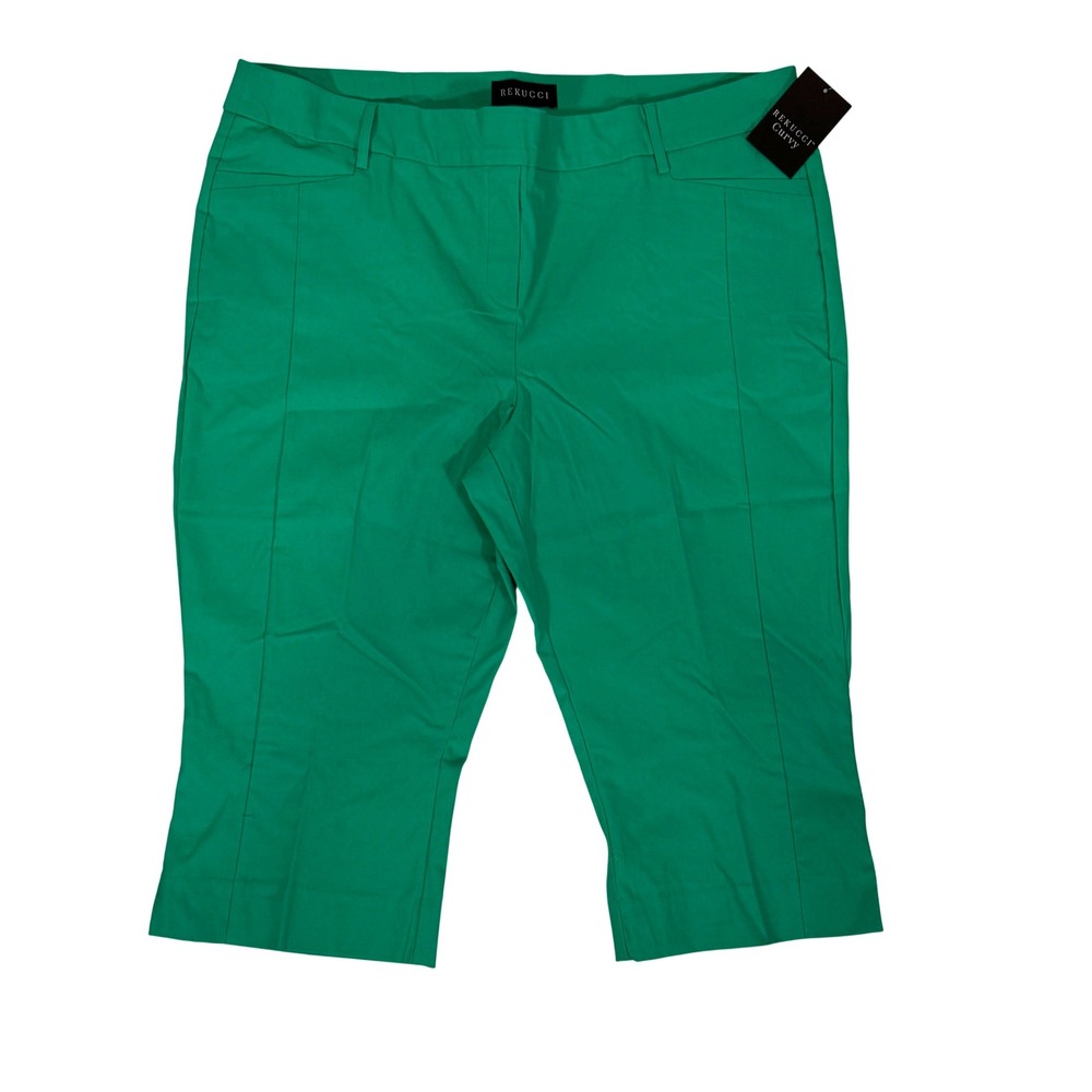 Rekucci Curvy Emerald Green‎ Capri Pants Women 22W Stretch Cropped RE6012 NWT